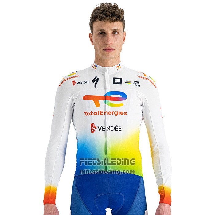 2022 Fietskleding Direct Energie Wit Geel Blauw Lange Mouwen en Koersbroek